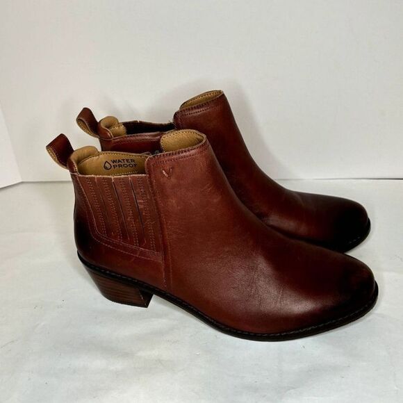 Vionic Shoes - Vionic Joy Bethany Leather Block Heel Ankle Boots Booties Womens Zip Designer